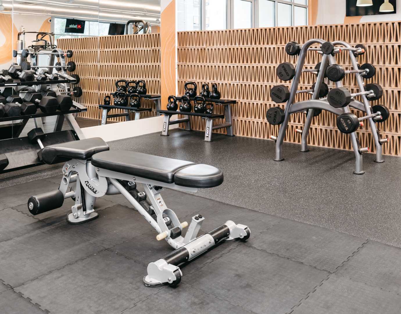 Fitness center with exercise equipment